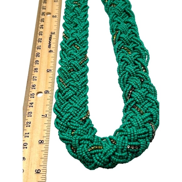 Faux Turquoise Beaded Necklace & Bracelet Set With "Breathe" Charm - Picture 7 of 8